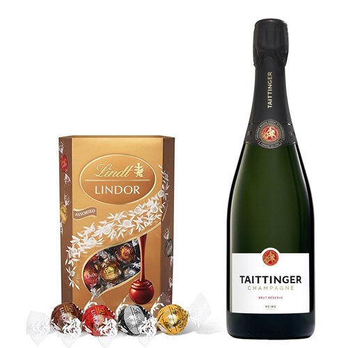 Taittinger Brut Champagne 75cl With Lindt Lindor Assorted Truffles 200g